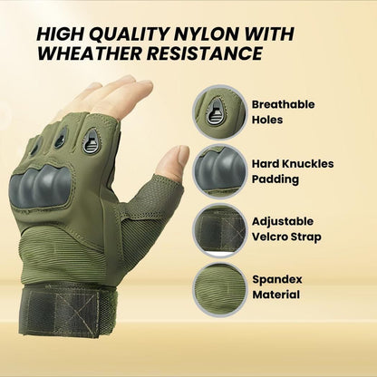 Non-Slip Half Finger Rubber Knuckle Riding Gloves