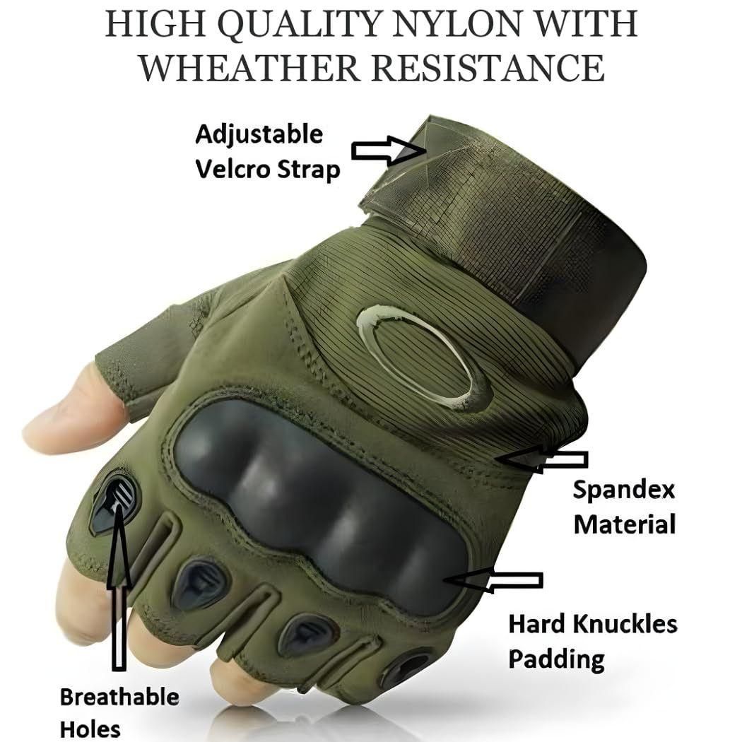 Non-Slip Half Finger Rubber Knuckle Riding Gloves