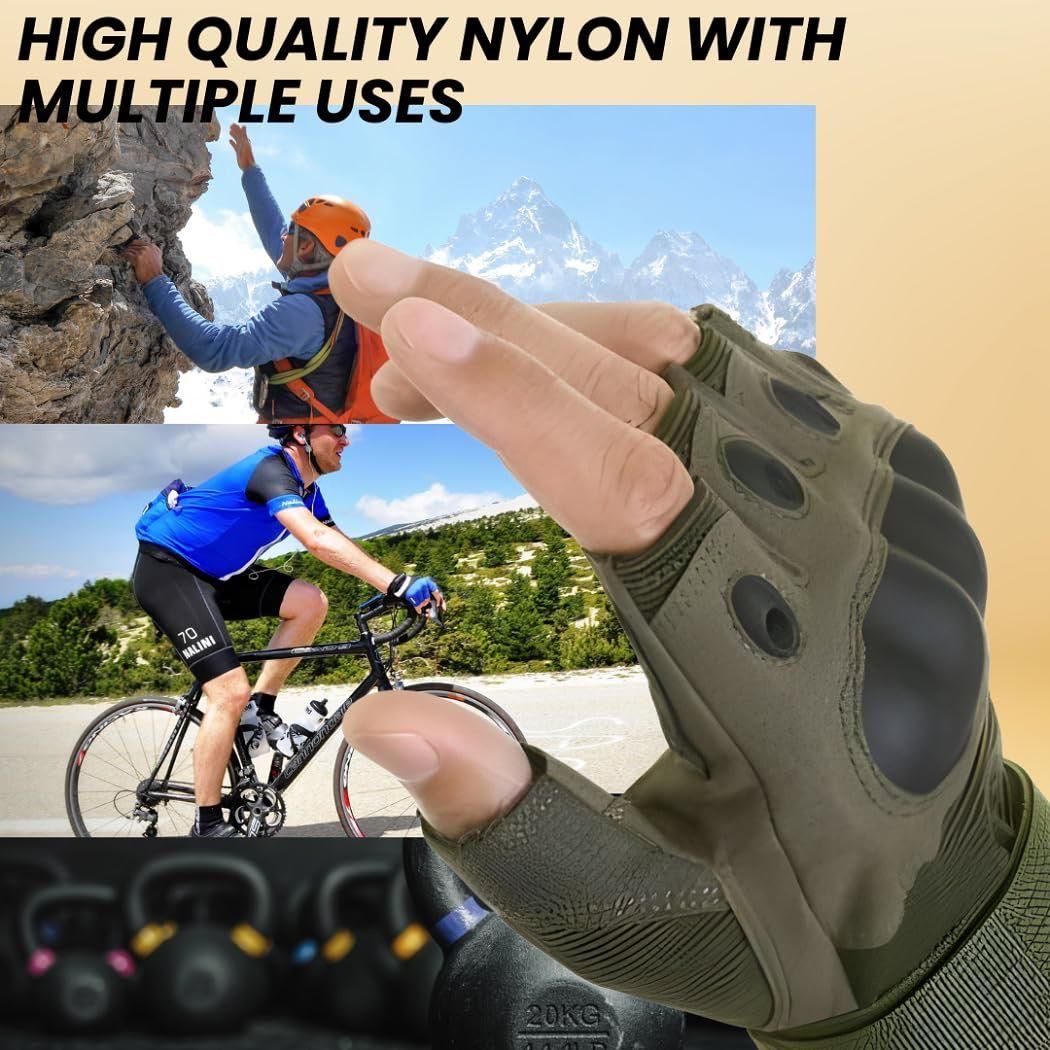 Non-Slip Half Finger Rubber Knuckle Riding Gloves