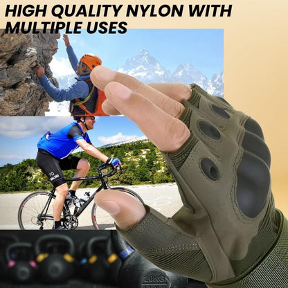Non-Slip Half Finger Rubber Knuckle Riding Gloves