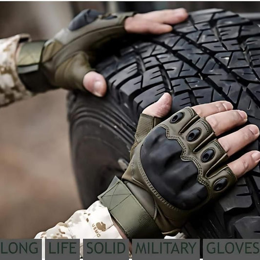 Non-Slip Half Finger Rubber Knuckle Riding Gloves