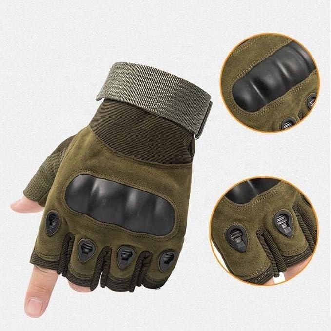 Non-Slip Half Finger Rubber Knuckle Riding Gloves