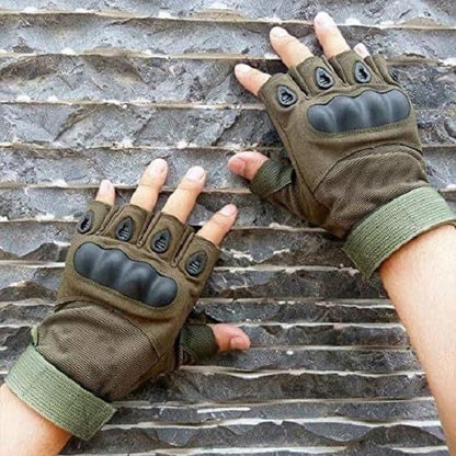Non-Slip Half Finger Rubber Knuckle Riding Gloves